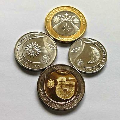 4pcs/set Can Spell Out The Bull's Head Sun Moon Coin Bull Head Coin Moldova  Coin Moldovan Lei