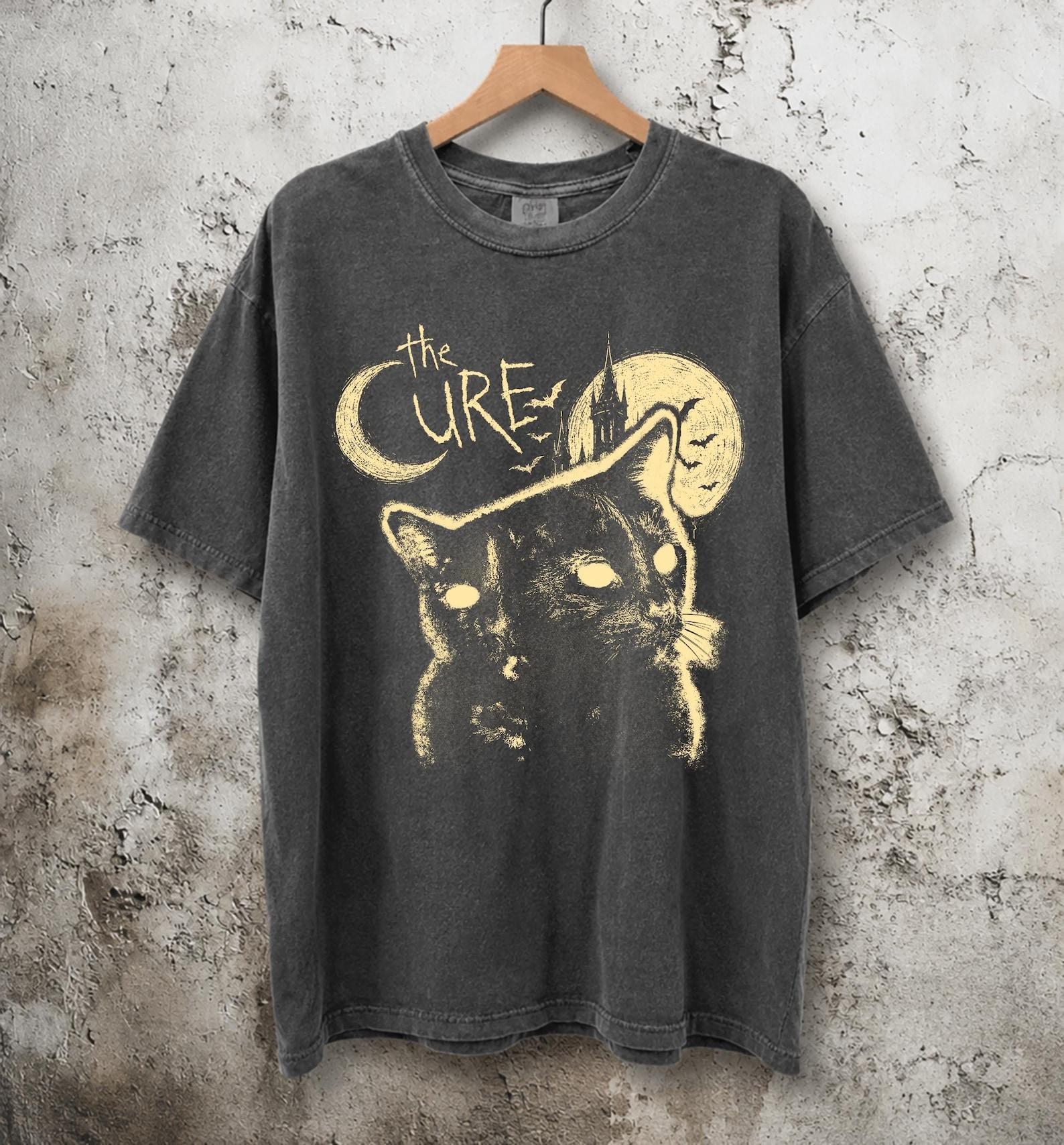 The Cure Cat T-Shirt, 90s Gothic Rock Graphic Tee, Post Punk Style L