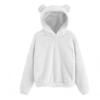Damen Kapuzenpullover mit Bärenohren Flauschiger Sherpa Fleece Pullover Langarm Niedlich Locker Freizeit Warm Plüsch Kapuzenpullover Oberteile