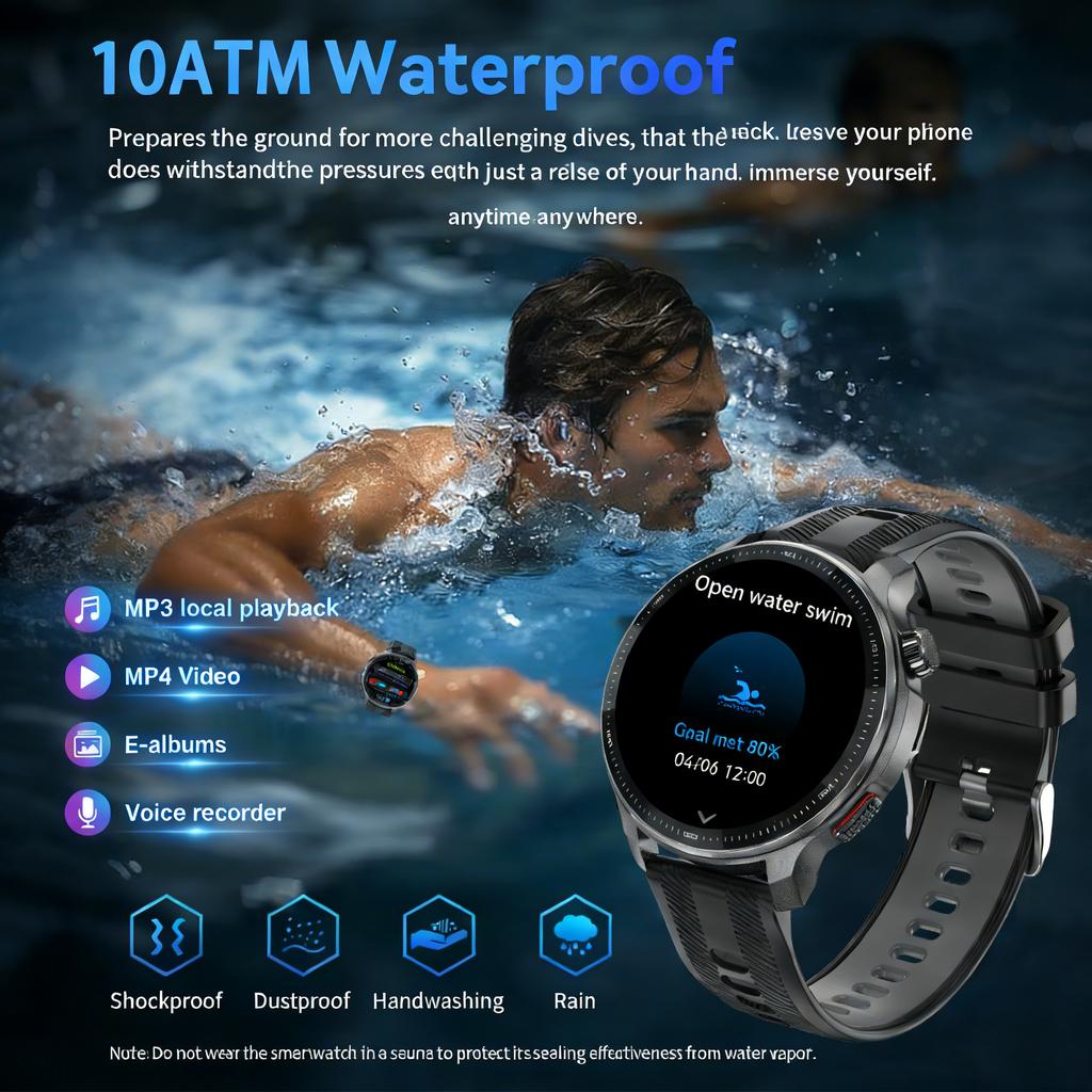 Military Outdoor Built-in GPS Sports Smart Watch 4GB Memory Offline Map APP Download Compass 10ATM HD Call Smartwatch Men