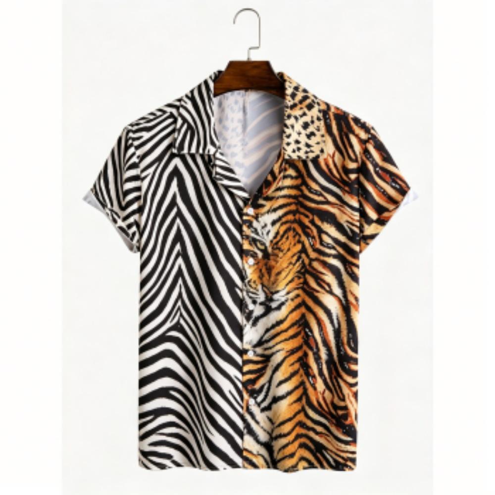 

Summer Leopard Zebra Printing Shirt Hawaiian Vacation Clothing Male Fashion Beach Style Shirt Daily Men s and Women s Shirt S