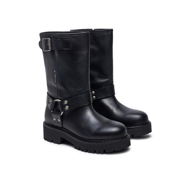 Ботильоны Tommy Jeans Tjw Urban Biker Boot Leather EN0EN02728 Black