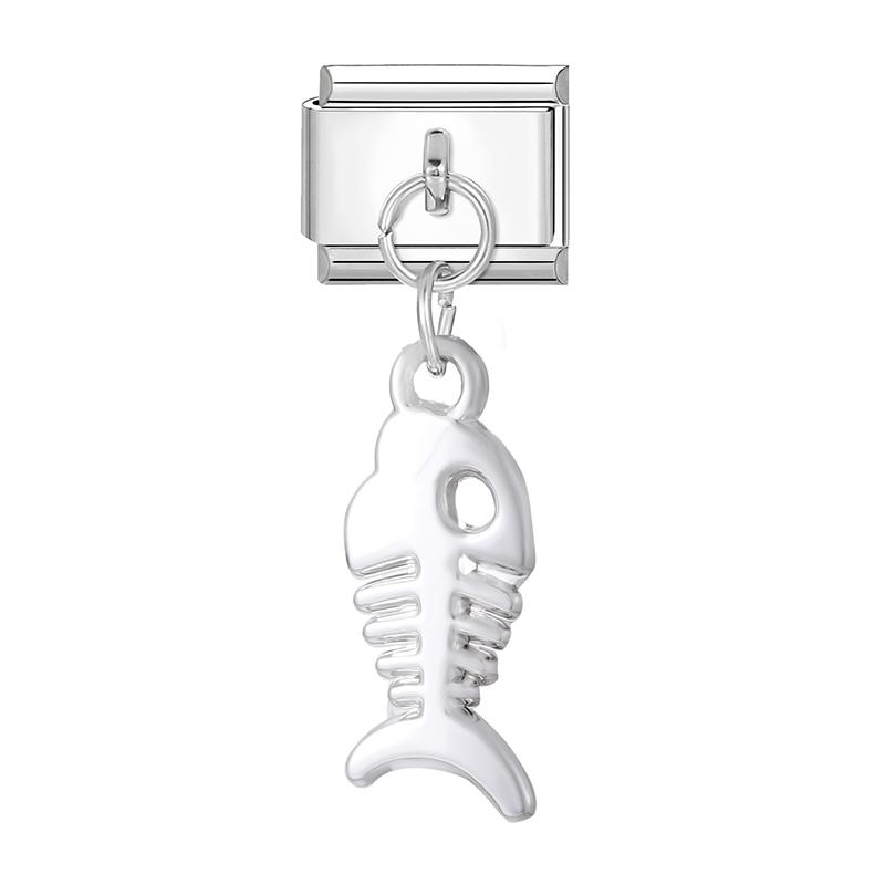 Fashion Heart Lips Bow Knot Feet Fishbone Pendant Italian Charm Link Fit 9mm Stainless Steel Bracelet DIY Making Men Women Gifts