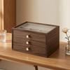 Wood-Grain Jewelry Box with Drawers Rectangular Drawer Large