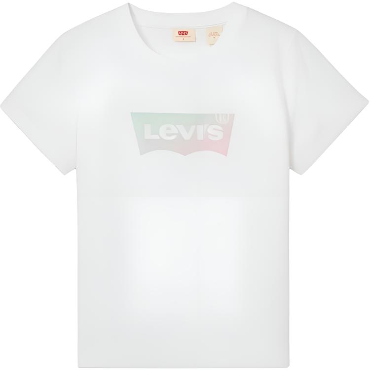 Levis Casual Comfortable Simple Logo Print Round Neck Short Sleeve T-Shirt Women T-Shirts White 002YQ-0000