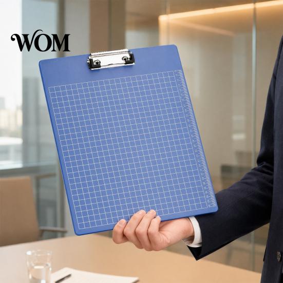 Office Supply Clipboard with Scale A4 File Folder, Reinforced Metal Clip And Clear Durable Folder Ruler, Portable Document Writing Pad, for