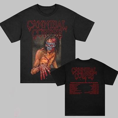 Cannibal Corpse Gira Norteamericana Head Wound 2025 Gira Camiseta Dos Caras Lujo de Alta Gama Es para Hombres y Mujeres Top Y2k
