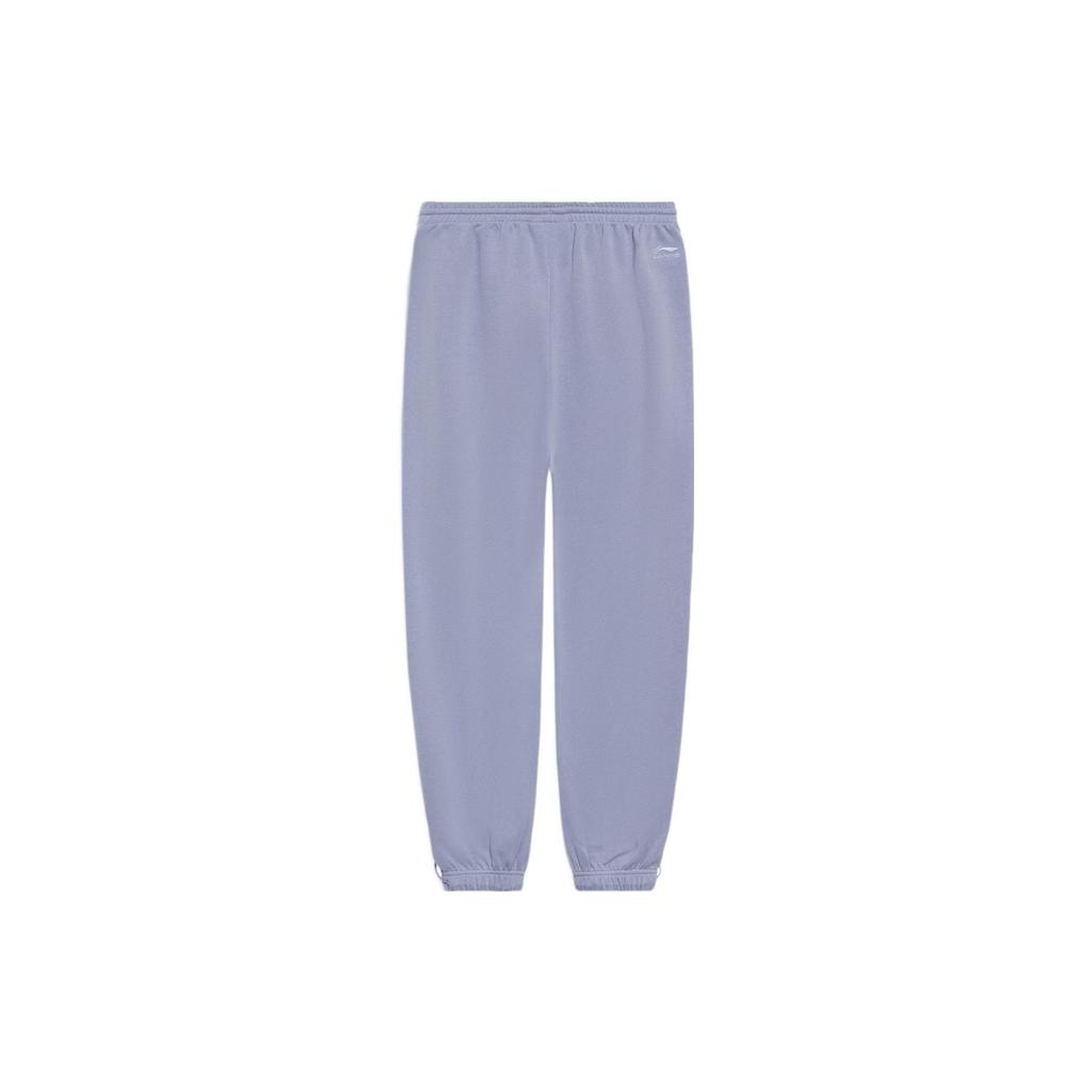 Li-Ning Sports Lifestyle Solid Color Drawstring Cuffed Sports Knit Pants Women Pants Purple AKLS952-3