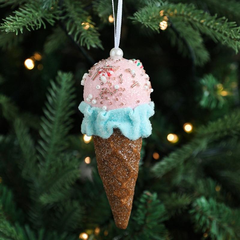 Christmas Tree Hanging Pendant Ice Cream/Cottage/Snowman/Horse Ornament for Holidays Home Decoration Party Supplies