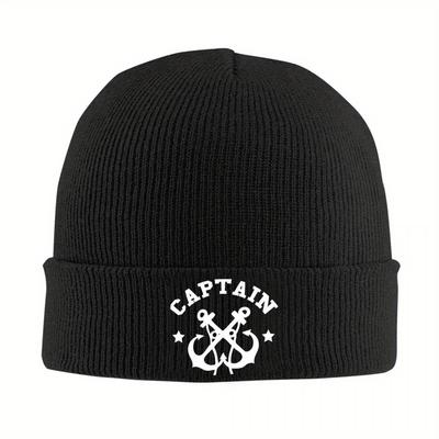 Chapeau Tricoté Ancre Nautique Capitaine pour Femmes Unisexe Bonnet Skullies Chapeaux Automne Hiver Bonnet Melon Chaud