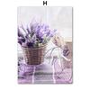 Wall Art Canvas Painting Purple Lavender Field Reed Girl House Bike Living Room Decoration Posters And Prints Home Wall Pictures