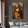 Nordic Funny Mona Lisa with Cat Bubble Poster Prints Canvas Paintings Bar Hotel Decorative Painting Mural Living Room Decor