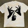 STREETRICH See No Evil Streetwear T-shirt Hands Gesture Graphic Punk Streetwear T-shirt Men Women Harajuku Y2K Summer Streetwear Tee Tops