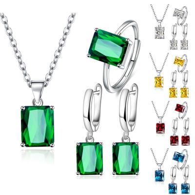 4Pcs/Set Finger Ring Rectangle Shape Shiny Charming Cubic Zirconia Vintage Pendant Dress Up Anti-rust