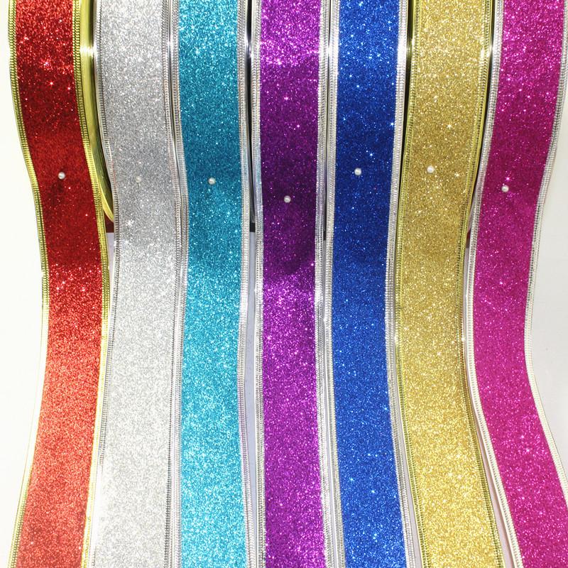 Eyecatching 38cm Glittery Christmas Satin Ribbons For Beautiful Decorations Holiday