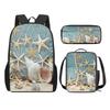Trendy Popular New animal Starfish dolphin 3D Print 3pcs/Set Student School Bags Laptop Daypack Backpack Lunch bag Pencil Case