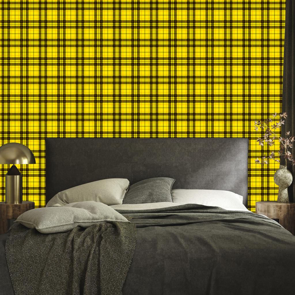 Yellow and ochre checkered wallpaper, yellow background for living room and bedroom 50x1000
