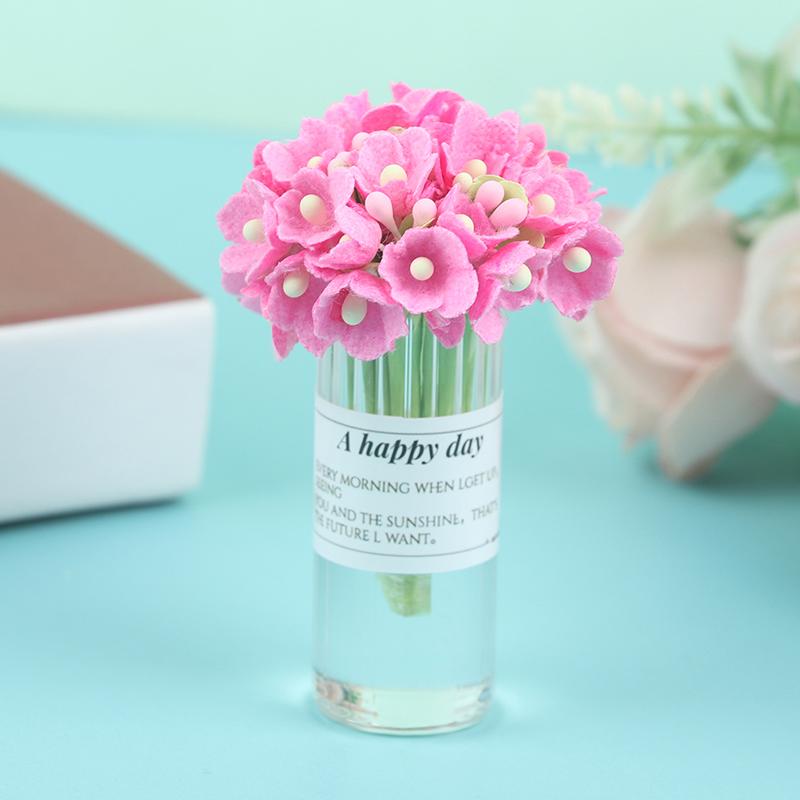 1:12 Dollhouse Miniature Jasmine Hydrangea Flower Green Plant Vase Flowerpot Vase Jar Model Furniture Decoration Accessories