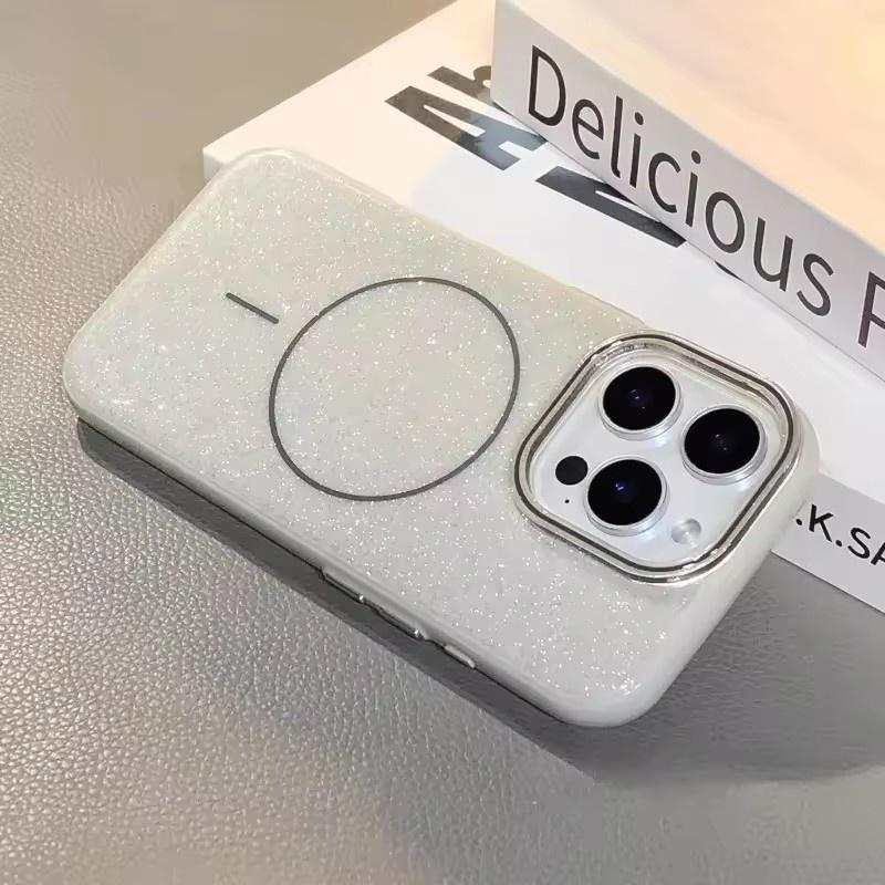 Luxury Glitter Bling For Magsafe Magnetic Case For iPhone 16 13 15 14 11 12 Pro Max Wireless Charge Silicone Shockproof Cover