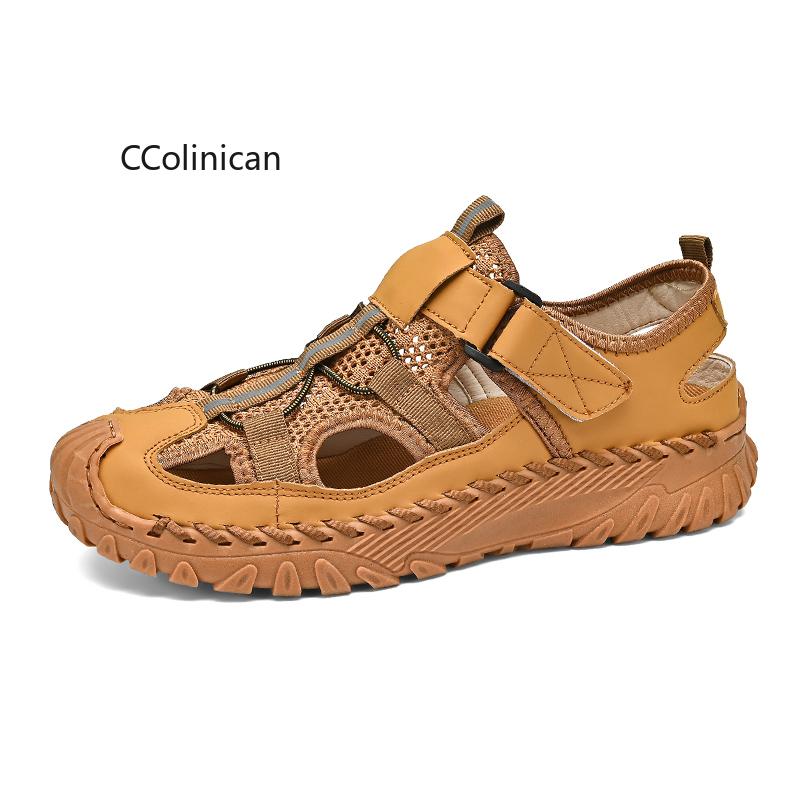 Hot Summer Men Breathable Casual Sandals Thick Base Fashion Trendy Outdoor Comfortable Beach Shoes Anti-Slip Hole Plus Size