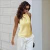 2025 Summer European & American Style Silk Satin Halter Neck Top