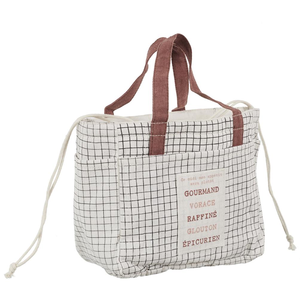 Les Trésors De Lily [A2297] - Pamuklu 'Gourmand Vorace' serin tutan beslenme çantası . . . . ' kestane bej - 22x19x12 cm