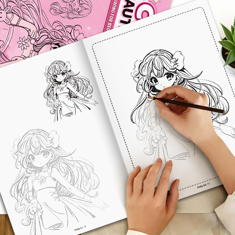 Libro de Dibujo de Cómics para Niñas 32 Páginas Libro de Bocetos de Arte de Dibujos Animados Principiantes Libro de Trabajo de Dibujo Paso a Paso