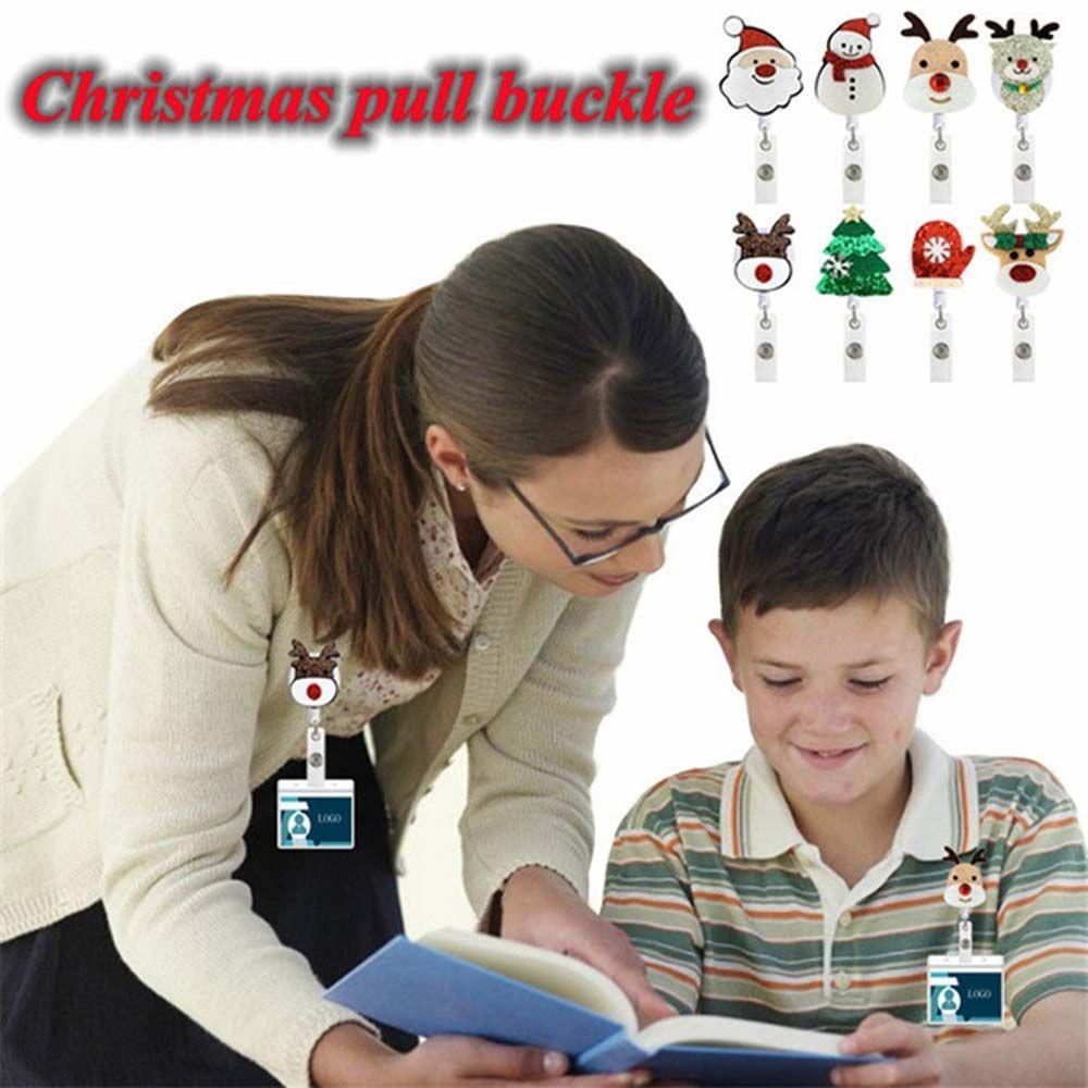 Name Tags Students Retractable Badge Reel Clip Christmas Badge Holder ID Card Chain Clip Belt Clips
