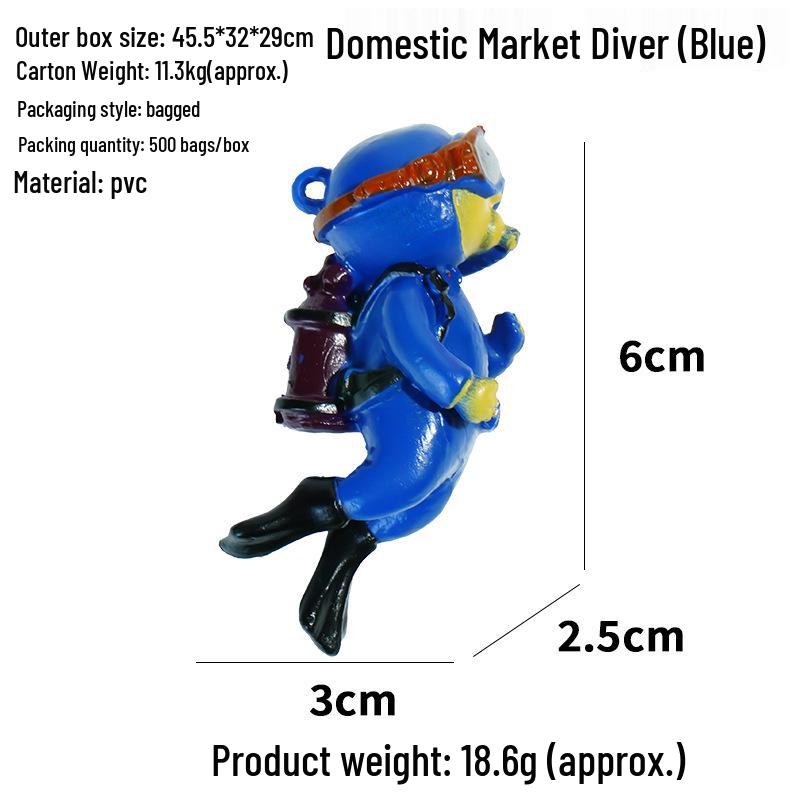 Blue Diver Fish Tank Ornament Set - Floating Aquarium Decoration Gift