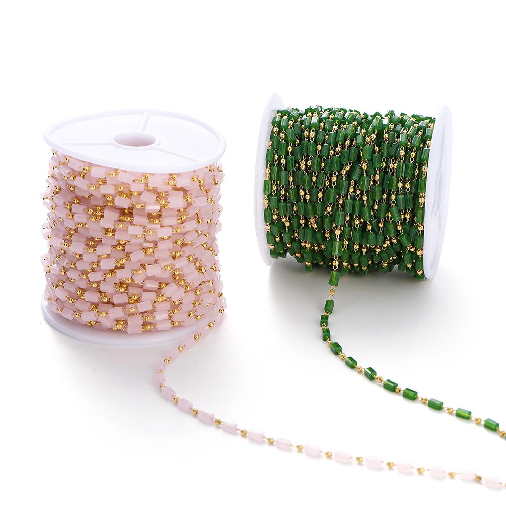 1Meter Bohemian Necklace Chain Cuboid Cube Beads Chains for DIY Necklace Bracelets Jewelry Making Accessories Handmade Chain
