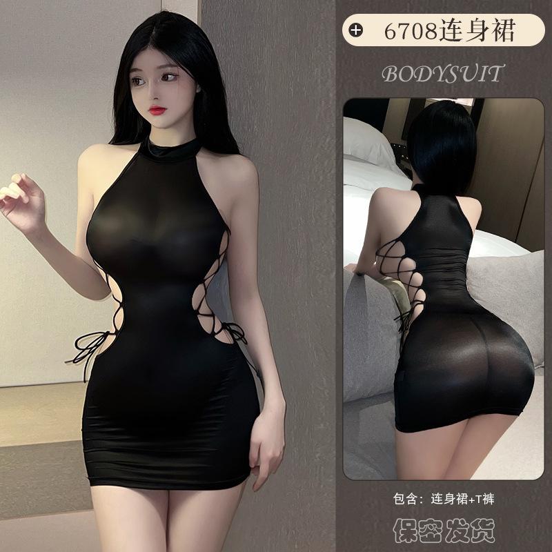 Sexy Lingerie Sexy Straps Uniform Seduction Hip Skirt Hot Women'S Perspective Pajamas Passion Suit 6708