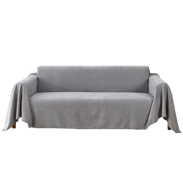 

Водонепроницаемое полотенце для дивана для защиты гостиной, нескользящее однотонное покрытие для дивана, четырехсезонное универсальное полное покрытие, подушка для дивана 180x230cm серый
