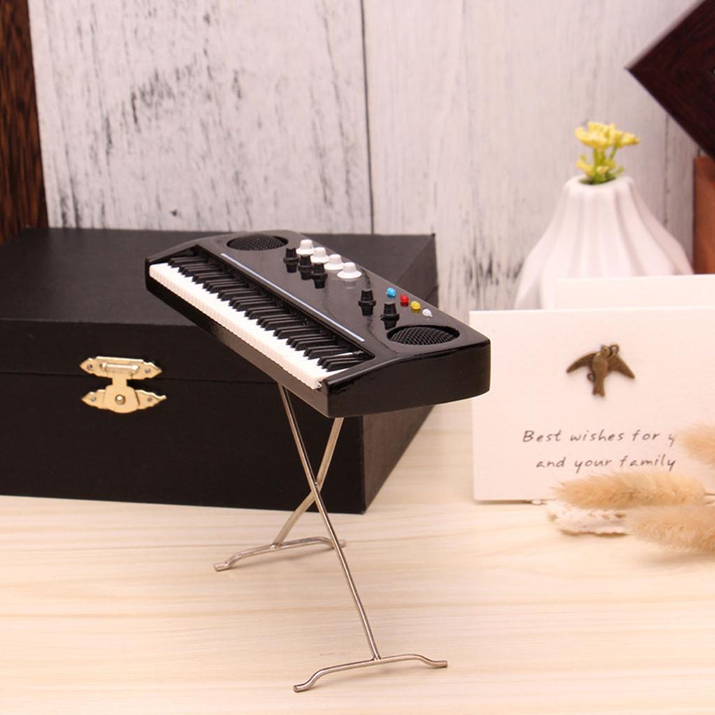 Miniatur-Elektronenorgel-Modell-Ornament Holz-Elektronenklaviatur Handwerksspielzeug Mini-Puppenhaus-Dekoration