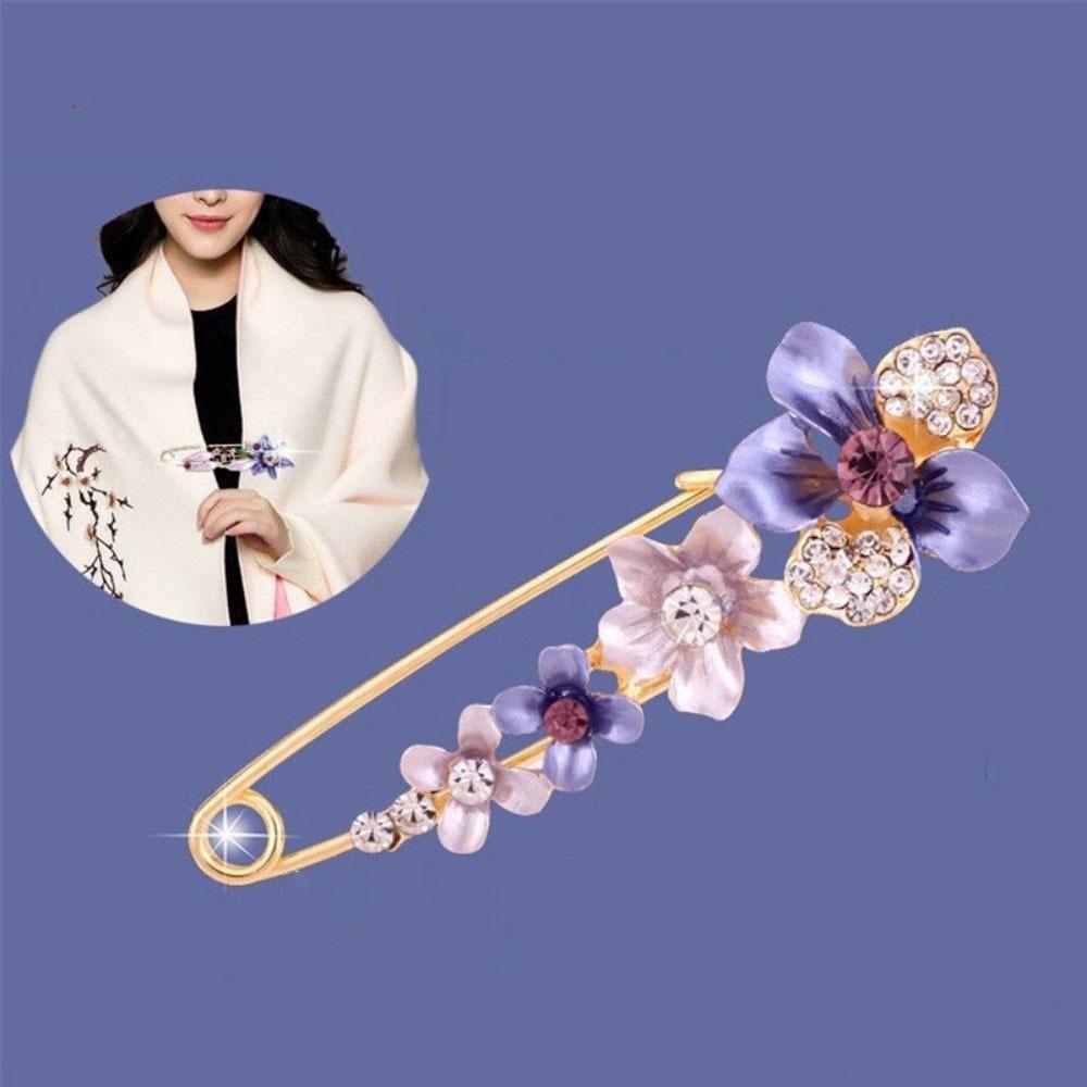 

Rhinestones Flower Brooch Adjustable Waist Fastening Pins New Scarf Adjuster Waist Accessorizing 1