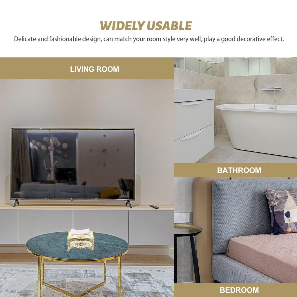 Gold Edge Tissue Box Home Storage European Style Case Rose Pattern Holder Abs Plastic Kitchen Ganization Boxes