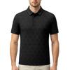 Men's Short Sleeve Polo Shirt Textured Pattern Button Collar Casual Fit Breathable Fabric Summer Top