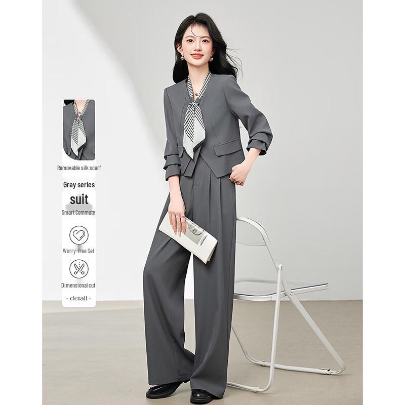 Elegant Detachable Scarf Women s Two-Piece Set L