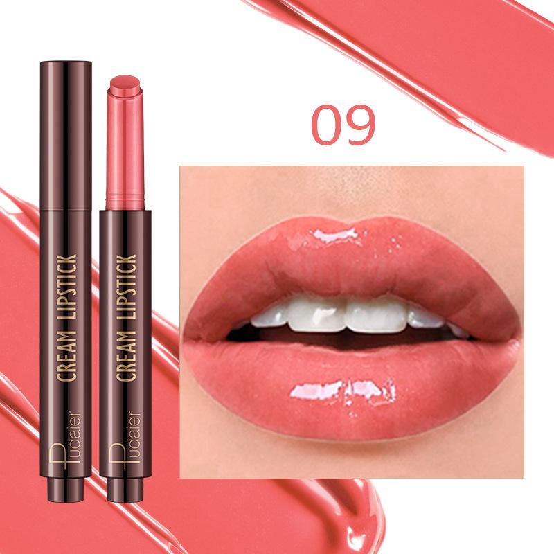 

JYL Lip color Pudaier 9 color moisturizing paint smooth mouth red lip glaze lip gloss press lipstick lipstick 09 тілесний