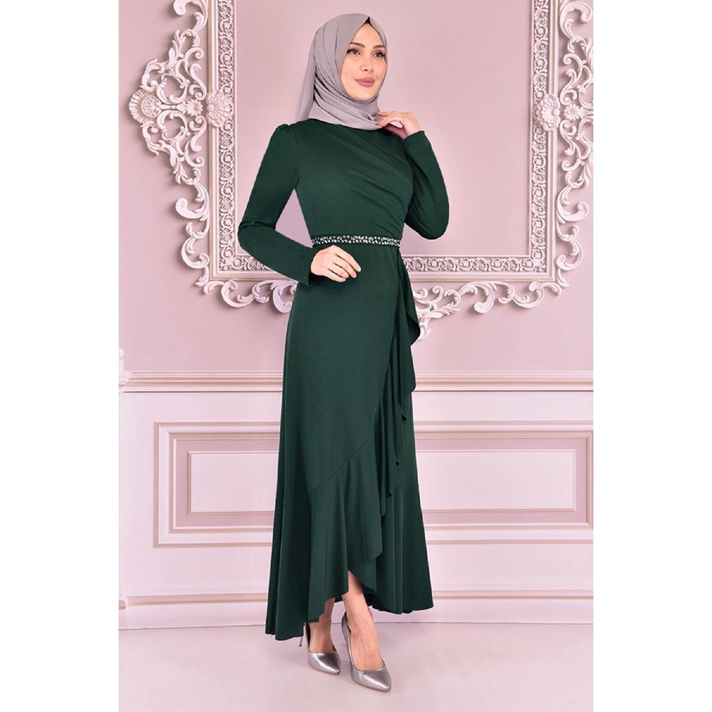 Women's Clothing Evening Dress Fashion Skirt Flounced Belt Stoned Hijab  Evening Dress 2497 Black  buy the best products in the Ayzeze online store