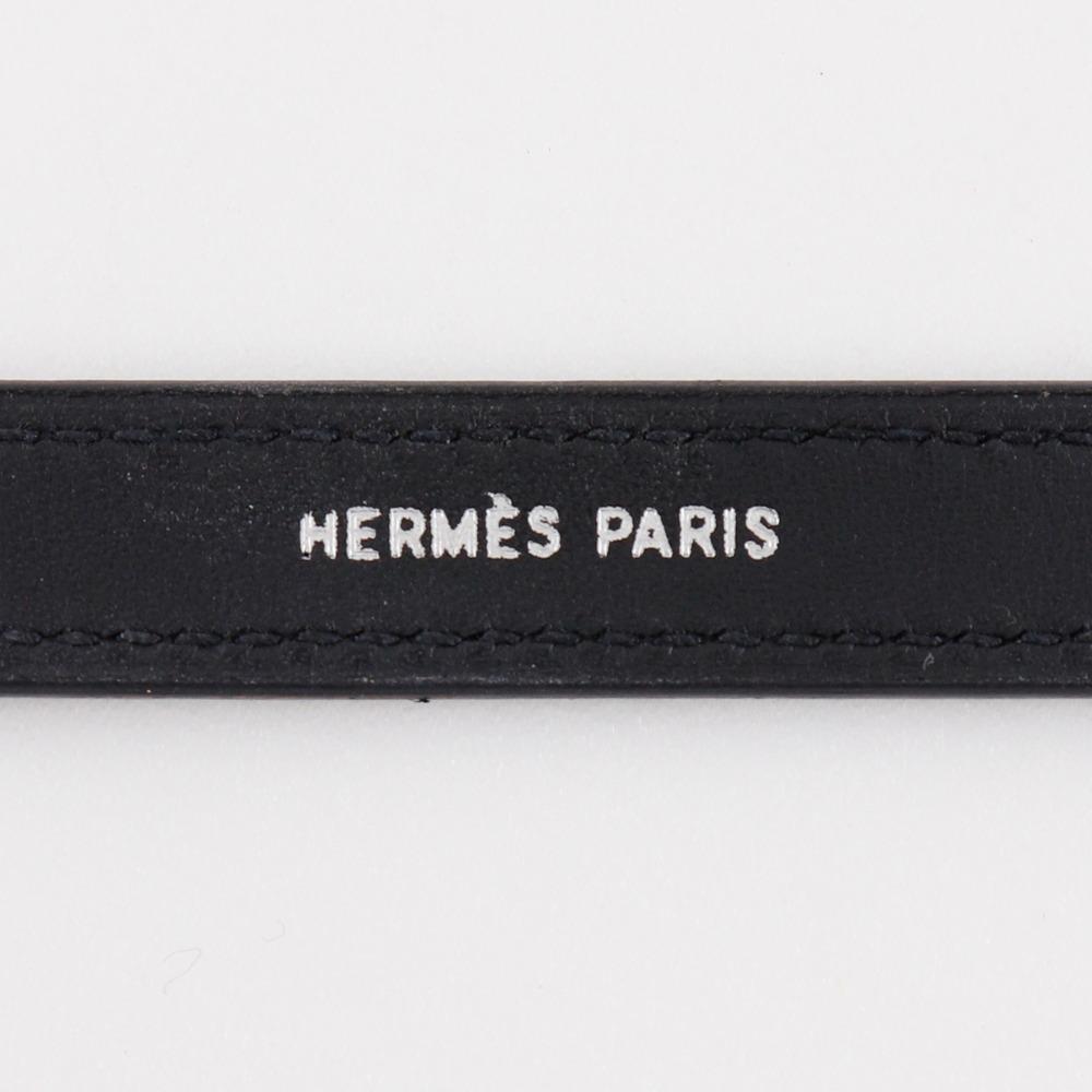 HERMES serie looping Bracelet Black / orange/Silver leather 15.1g Women Used