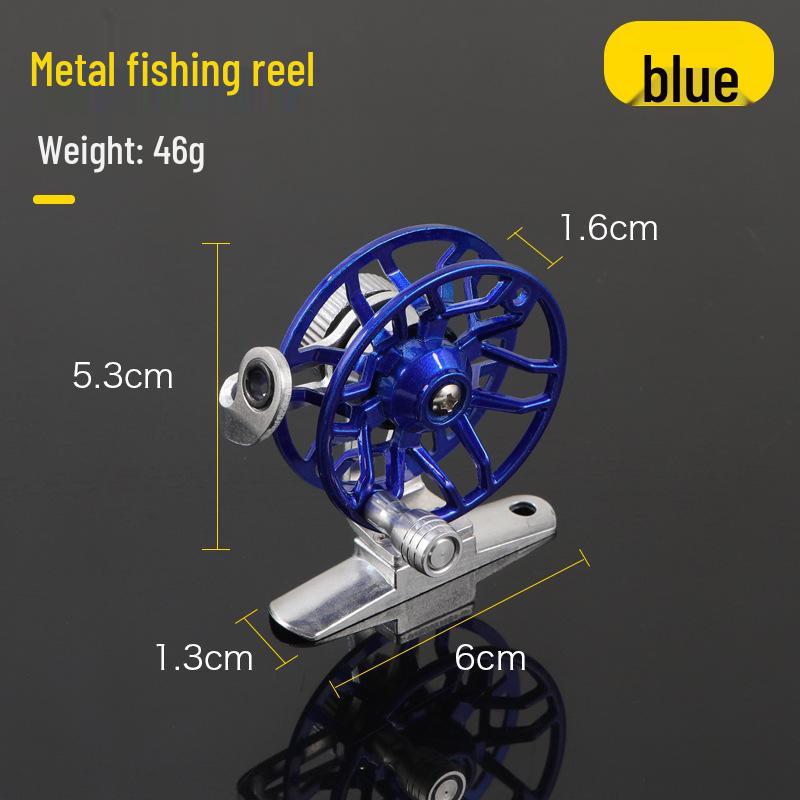 Moulinet de pêche tout métal pour la pêche à la mouche, sur glace, à la roche et au pont, avec frein avant et clip pour appât vivant