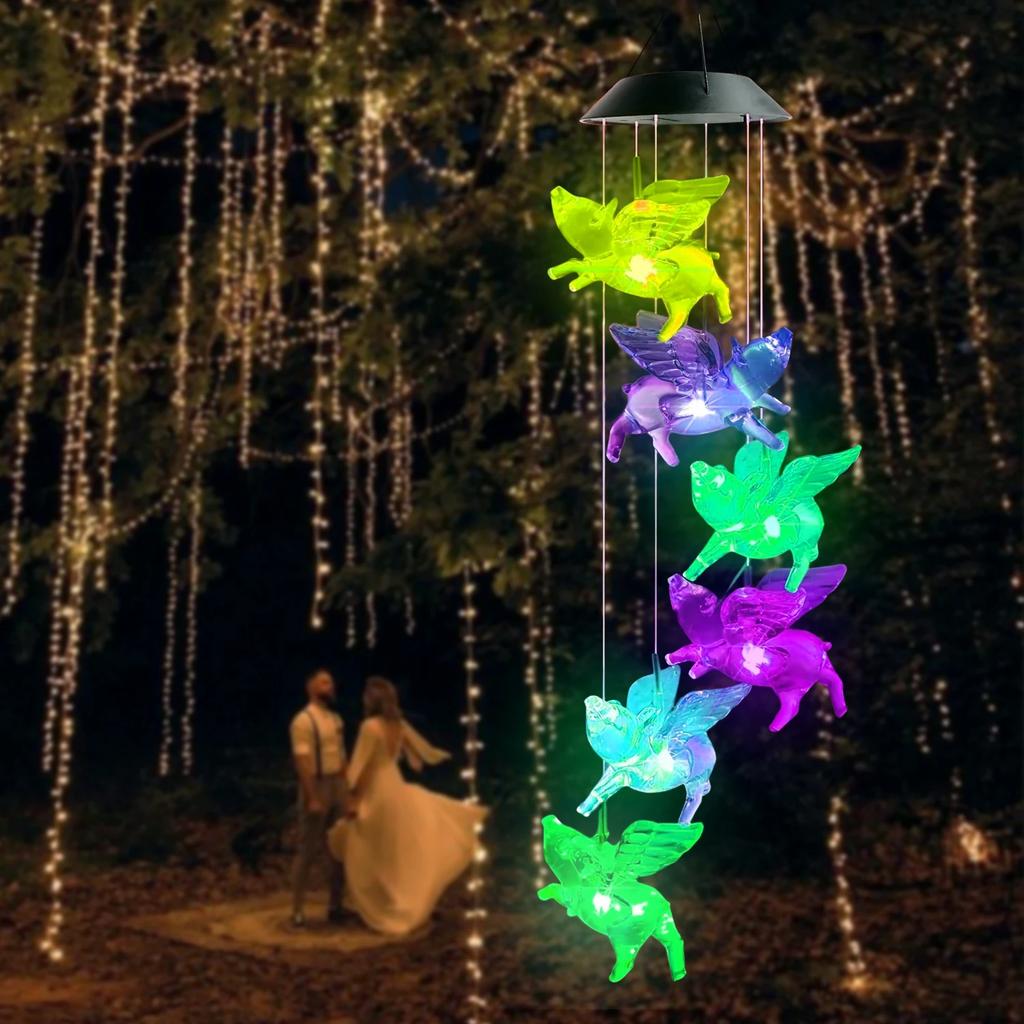 1 Stück Outdoor Solar Garten Mehrfarbig Windspiel Lichter Nordamerikanische Kardinäle Schmetterling Libelle Kolibri und so weiter