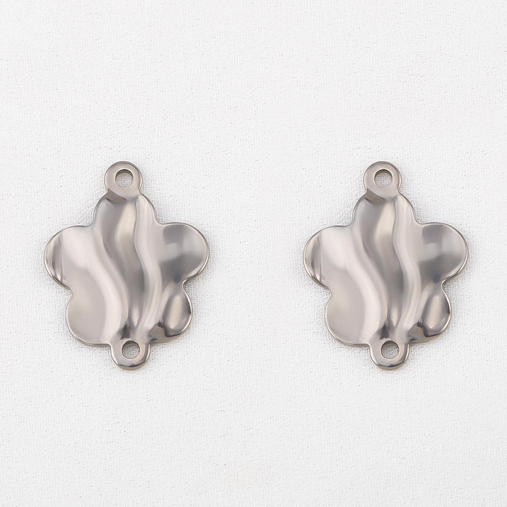 10pcs Stainless Steel 18K Plated Oval Star Heart Charms Double Hole Pendants for DIY Necklace Bracelet Jewelry Making Supplies