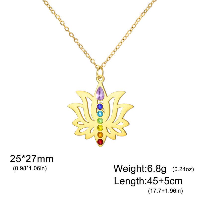 Lotus Strass Yoga Anhänger Halskette - Edelstahl Damenschmuck