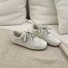 Fashion 2025 New Retro Lacing Breathable Women's Thick Bottom Pleated Casual Sneakers White Shoes