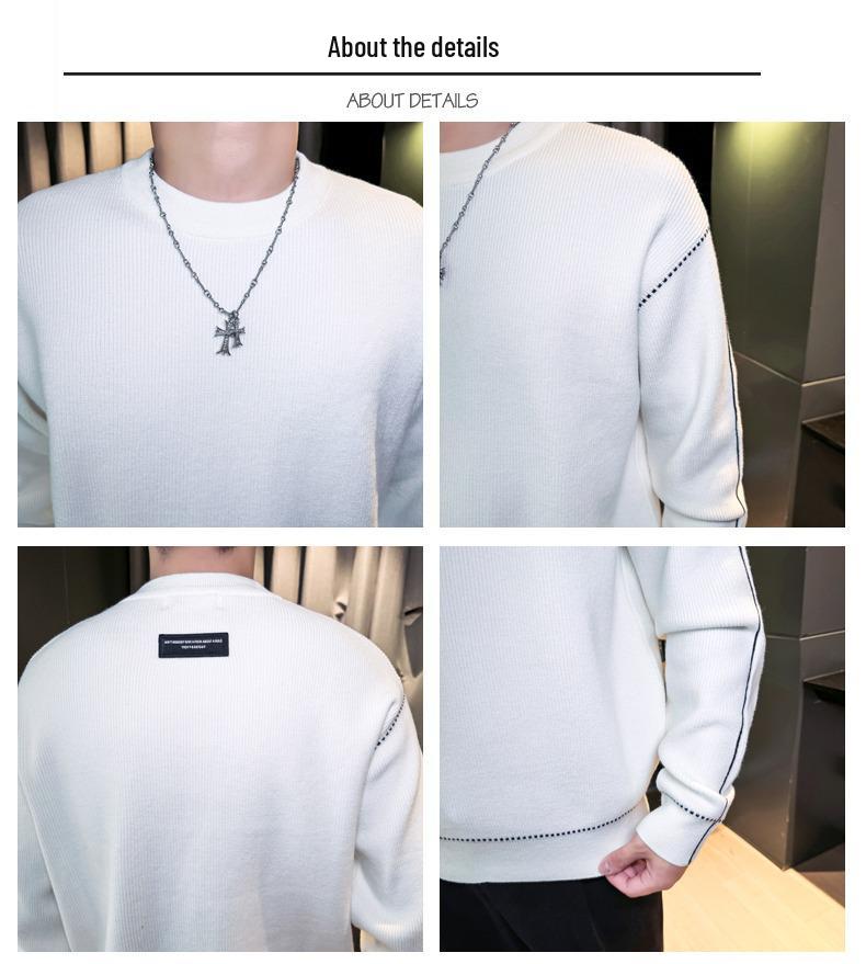 Herren einfarbiger Wollpullover, Rundhals Strickware, Herbst/Winter 2025 Kollektion