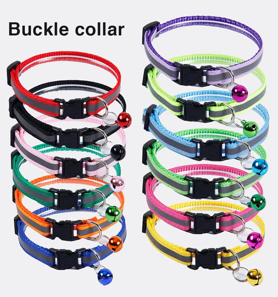 Cute Dog Cat Collar Cat Necklace Adjustable Reflective Colorful Bell Patch Collar Buckle Dog Collar Pet Items Dog Accessories