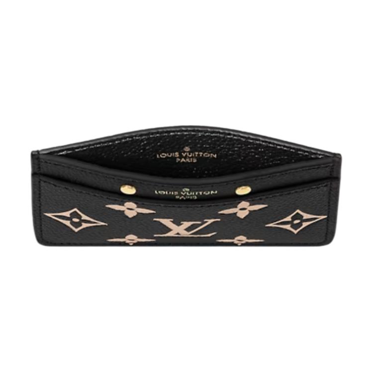 Louis Vuitton Logo Embossed Soft Grain Cowhide Card Holder Women Accessories Black M81022
