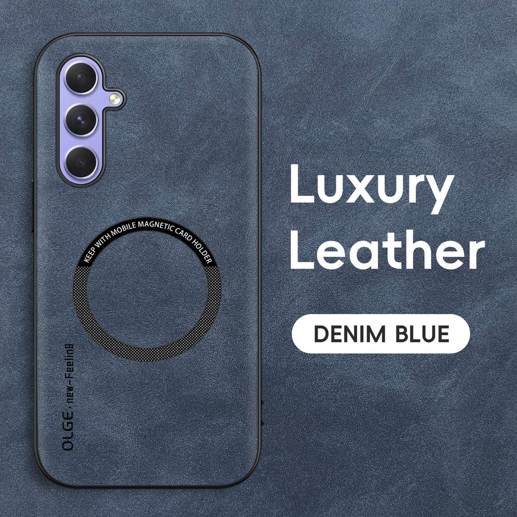 Luxury Leather Magnetic Case for Samsung Galaxy A55 5G A35 A54 A34 A14 A24 A53 A33 A13 A52S A32 A12 A51 Sheepskin Silicone Textured Protection Cover