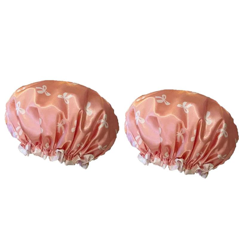 1-6PCS Adult Female Household Cute Double-Layer Thick Waterproof Shower Cap Hair Cap Head Cover Hat Kitchen Oil Fume Proof Hat